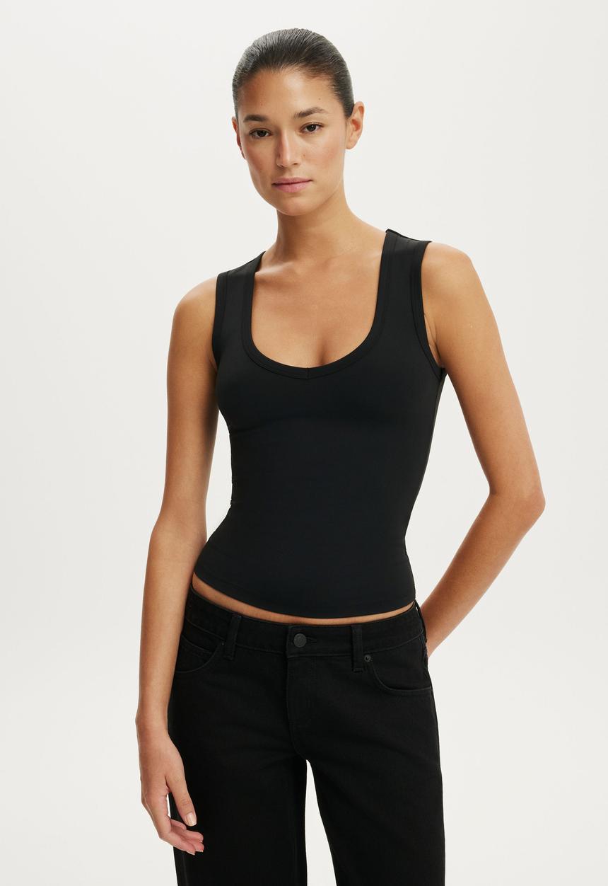 Cotton On - Hold Me V Neck Tank - Black
