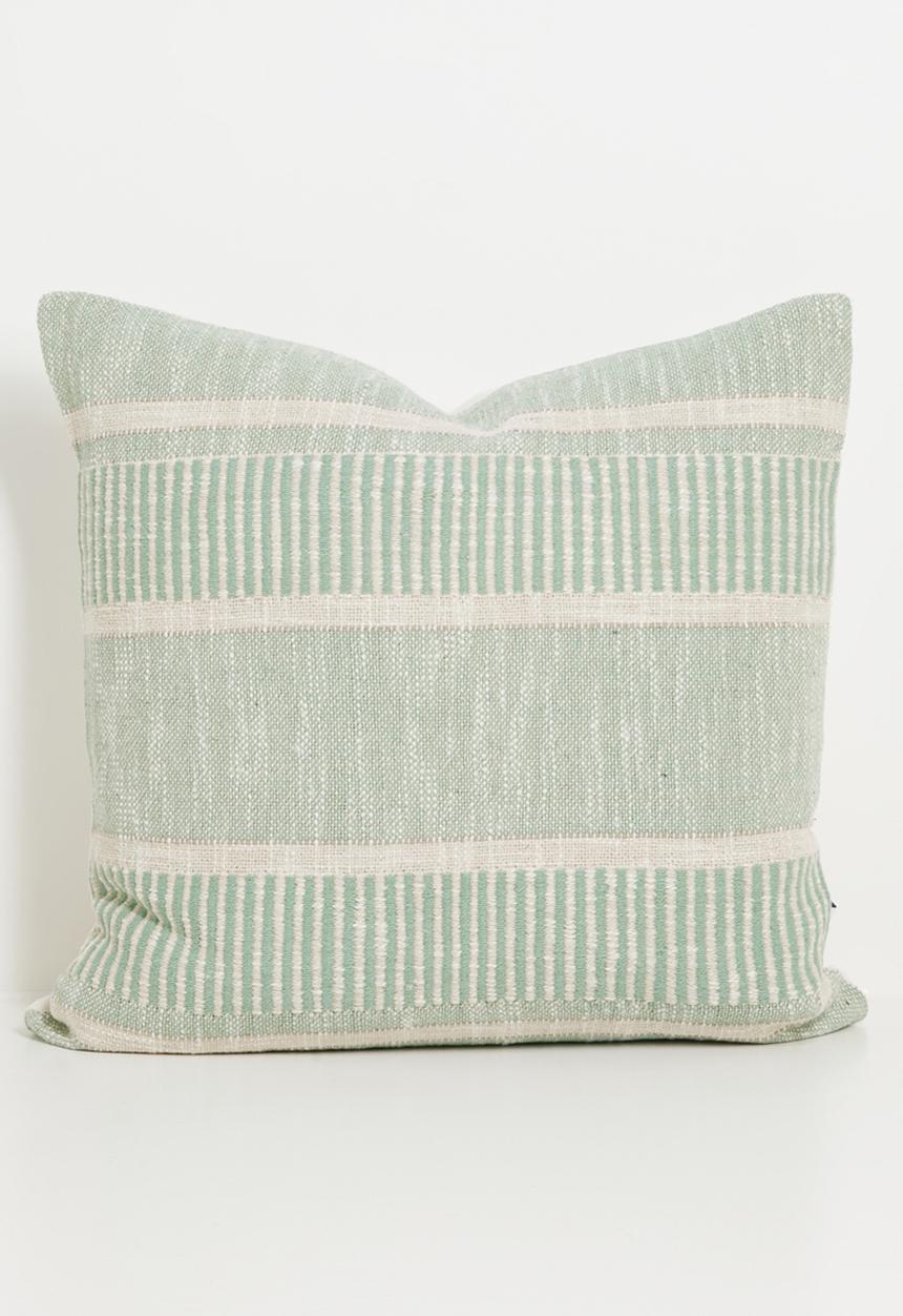 Sixth Floor - Riley Stripe Cotton Woven Cushion Cover - Sage