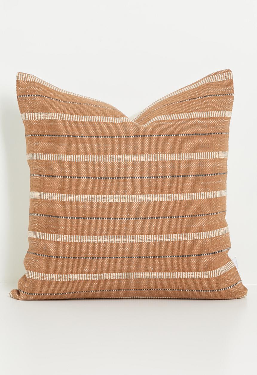 Sixth Floor - Cotton Woven Striped Cushion - Rust