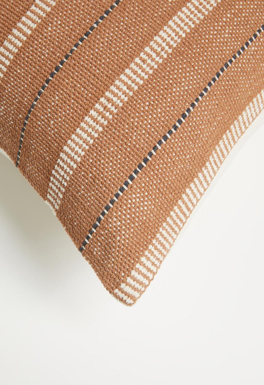 Sixth Floor - Cotton Woven Striped Cushion - Rust