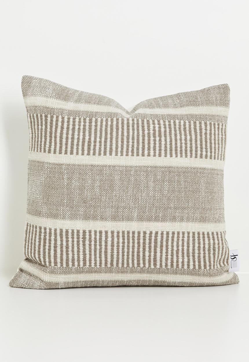 Sixth Floor - Riley Stripe Cotton Woven Cushion Cover - Natural