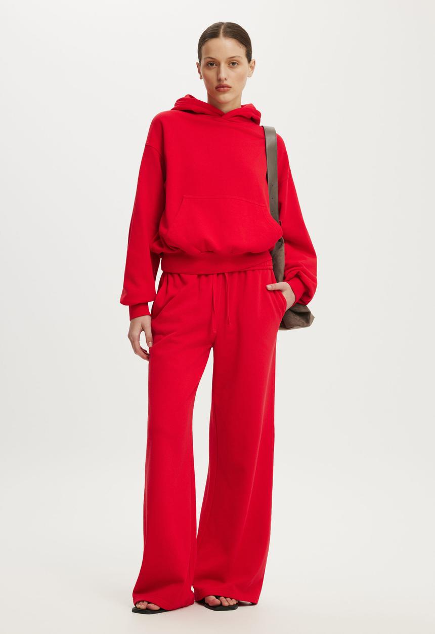 Cotton On - Boxy Fleece Hoodie - Washed Red Petal