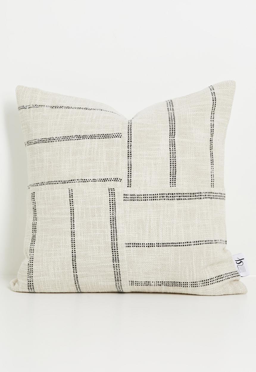 Sixth Floor - Reese Stripe Cotton Woven Cushion cover - Neutral & Charcoal
