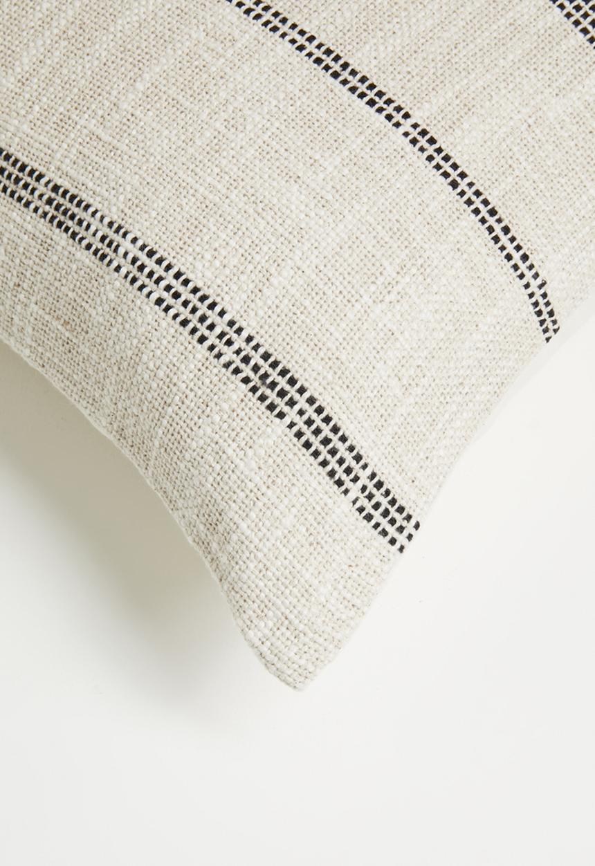 Sixth Floor - Reese Stripe Cotton Woven Cushion cover - Neutral & Charcoal