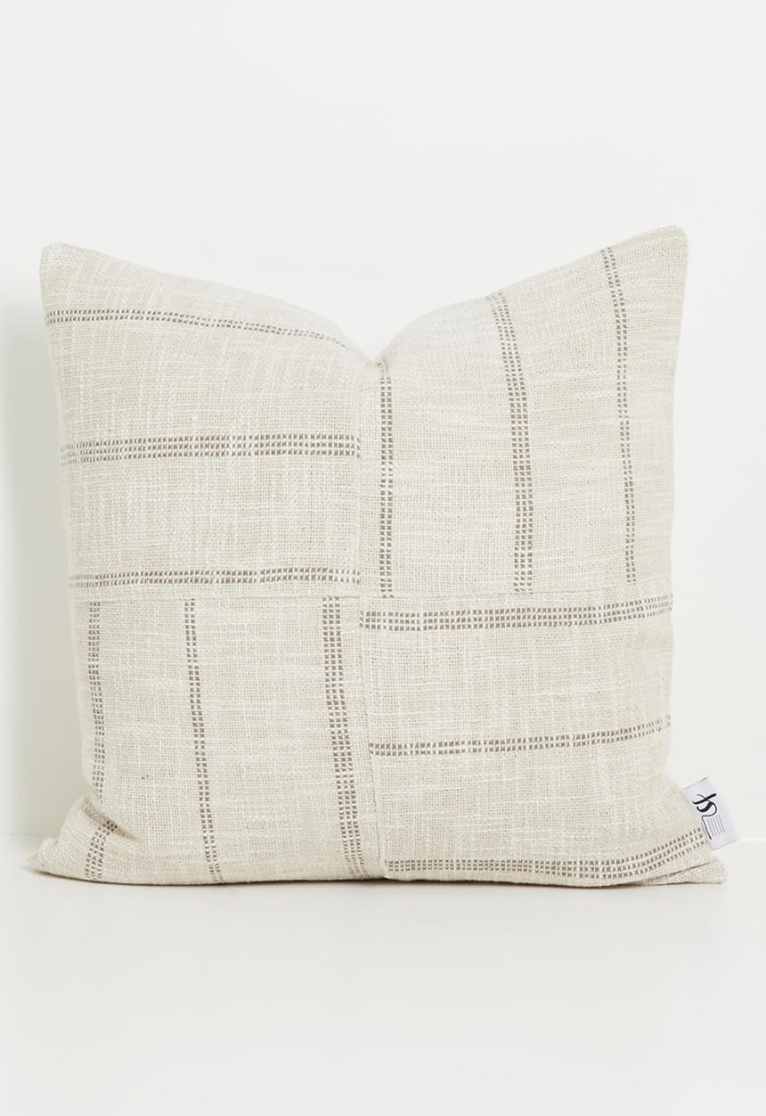 Sixth Floor - Reese Stripe Cotton Woven Cushion cover - Taupe