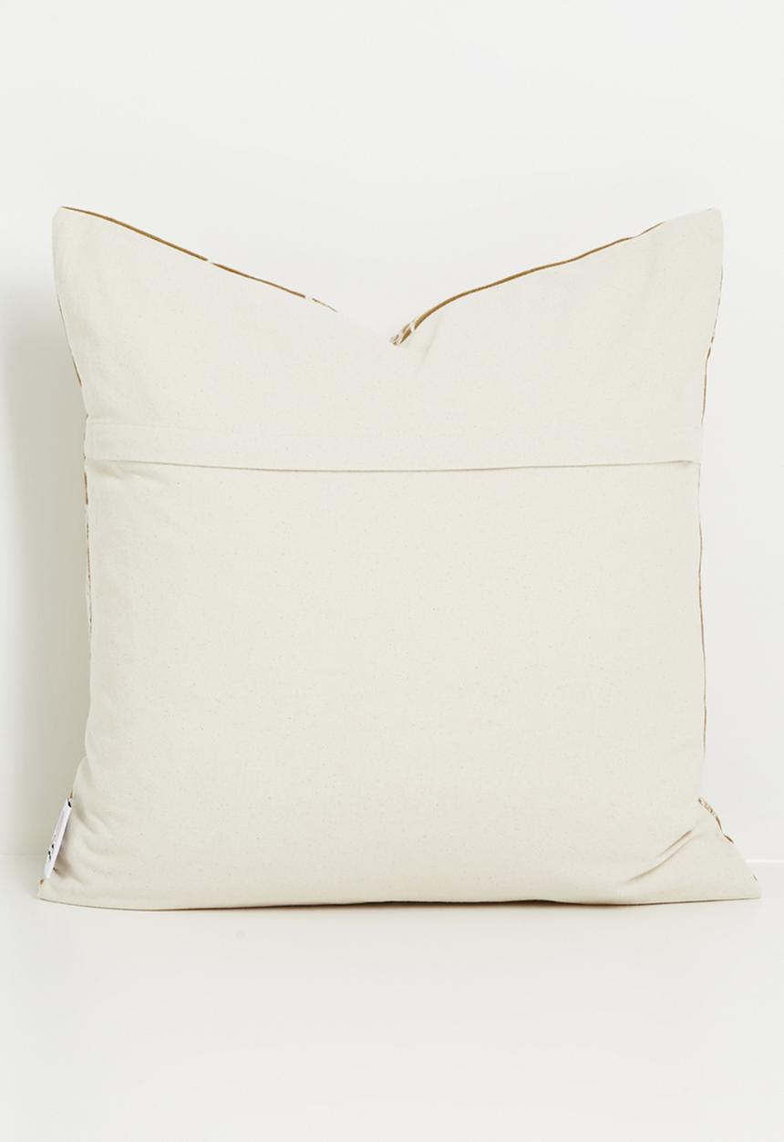 Sixth Floor - Cotton Embroidered Floral Cushion Cover - Mustard