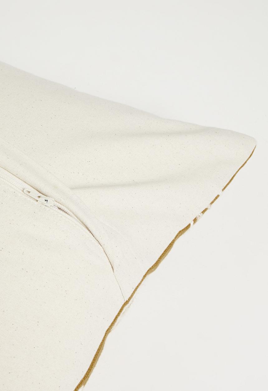 Sixth Floor - Cotton Embroidered Floral Cushion Cover - Mustard