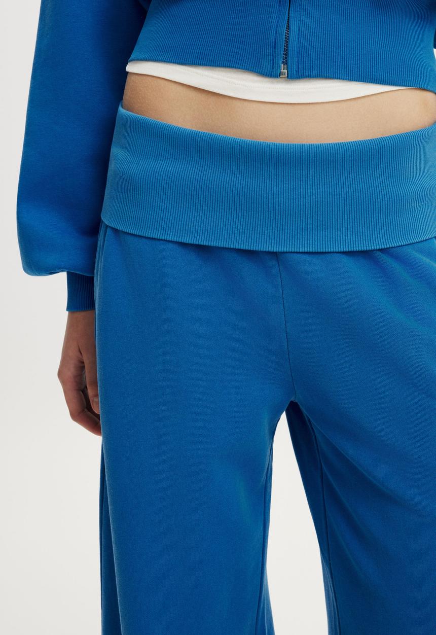 Cotton On - Fold Over Waistband Sweatpant - Cobalt