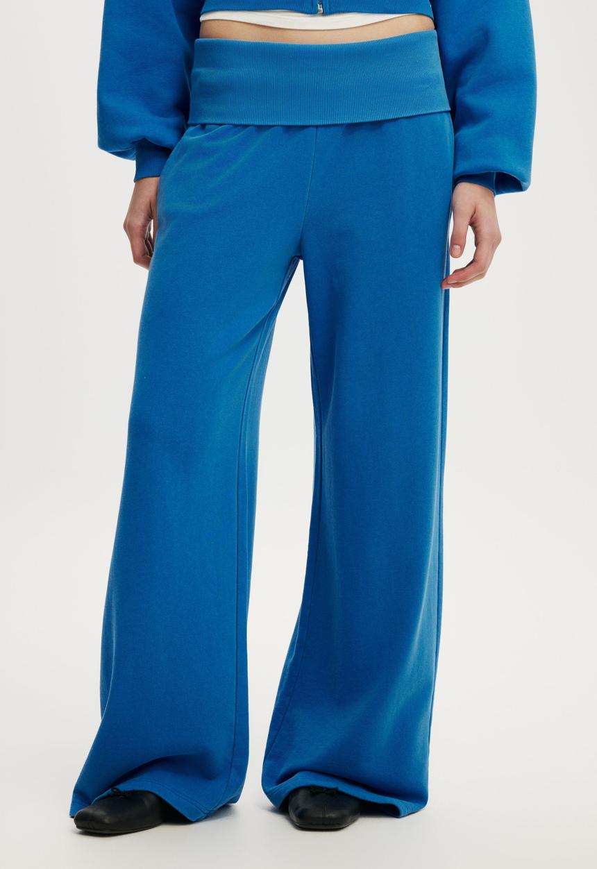 Cotton On - Fold Over Waistband Sweatpant - Cobalt