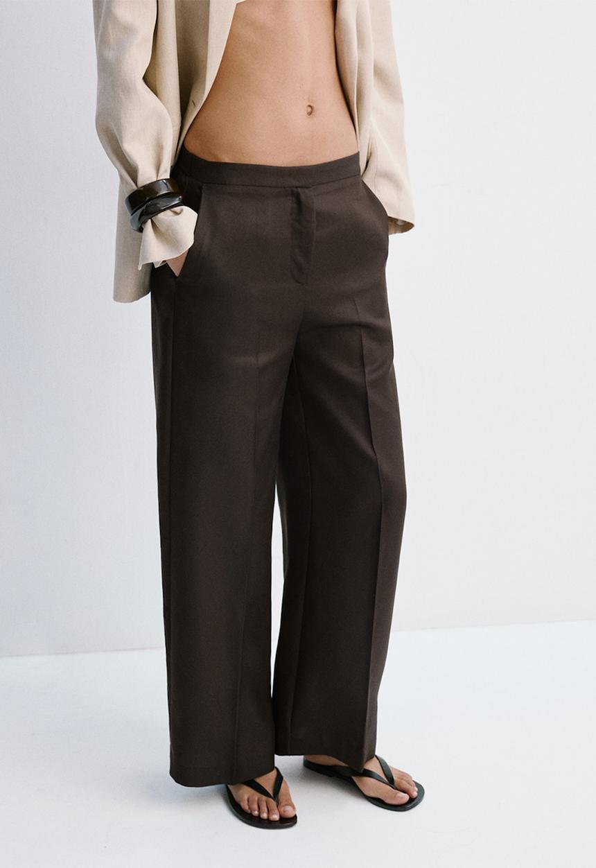 MANGO - Trousers fluid - dark brown