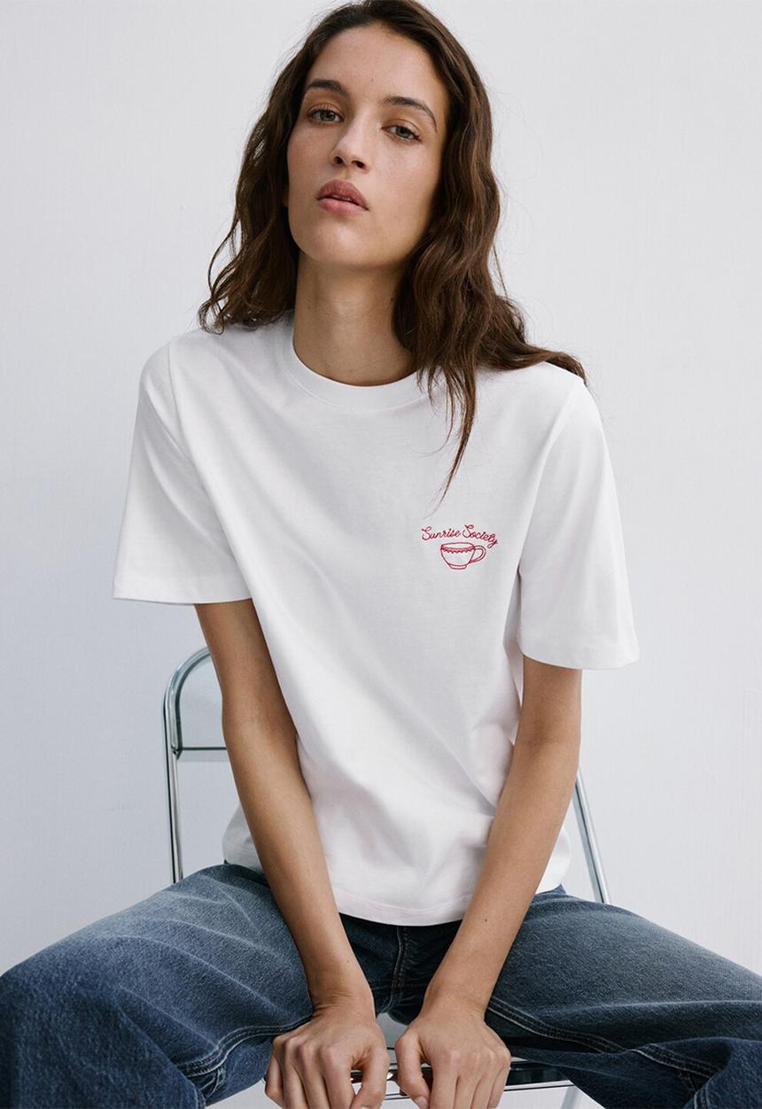 MANGO - T-shirt coffee - white
