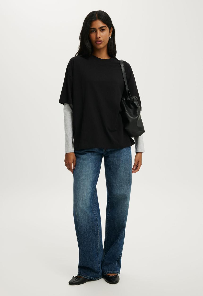 Cotton On - Boxy Short Sleeve Tee - Black