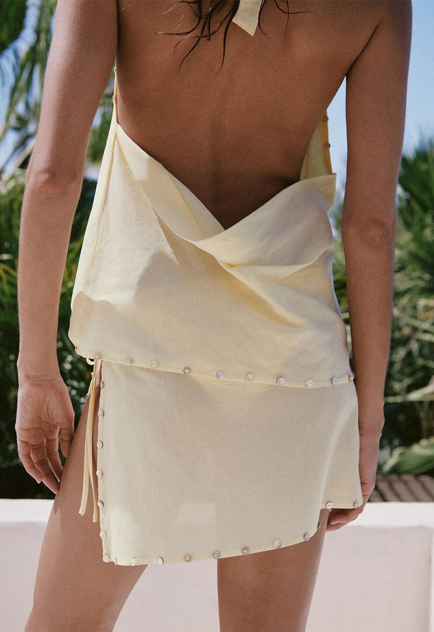 MANGO - Skirt playa- light/pastel yellow