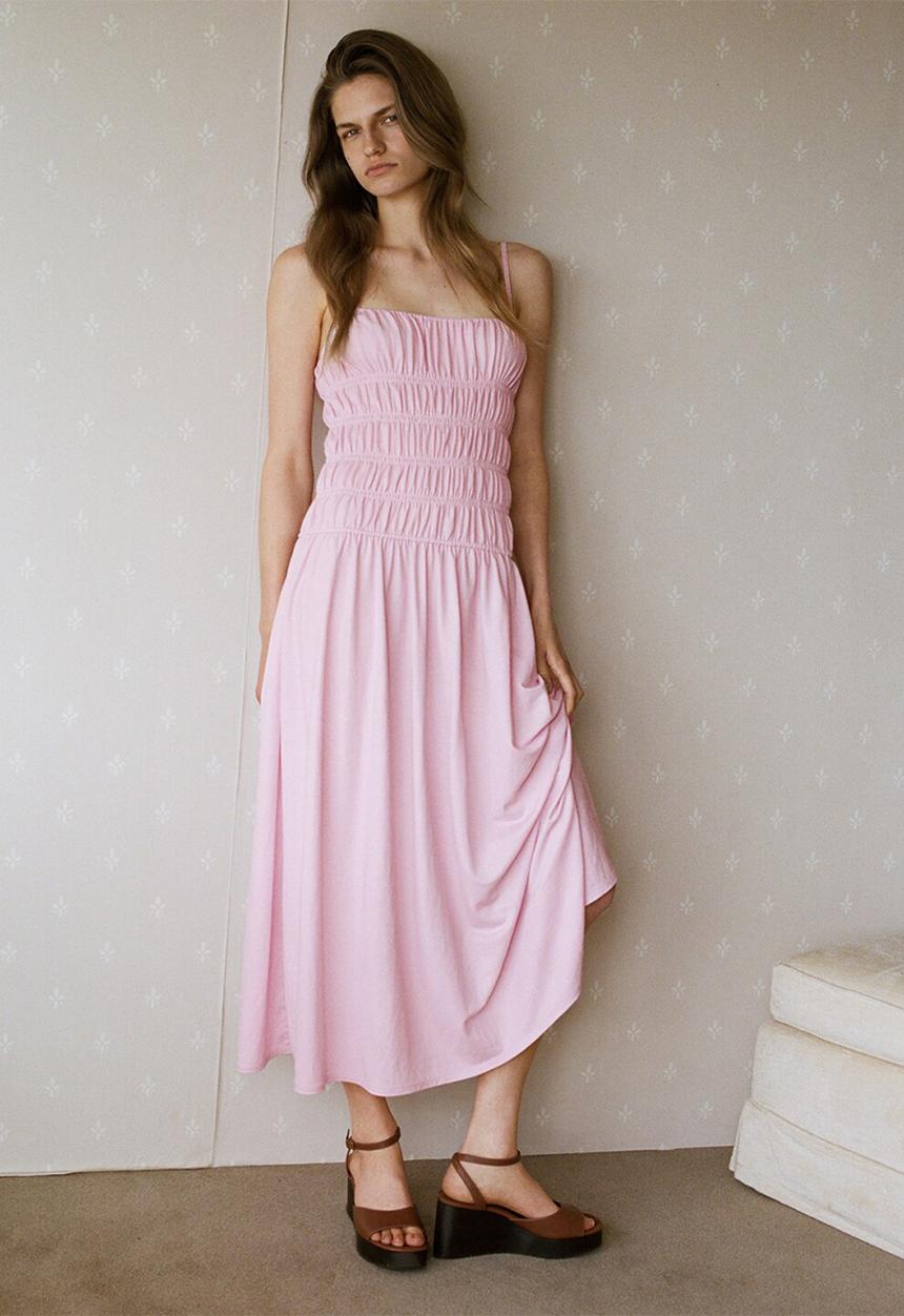 MANGO - Dress smocki - light/pastel pink