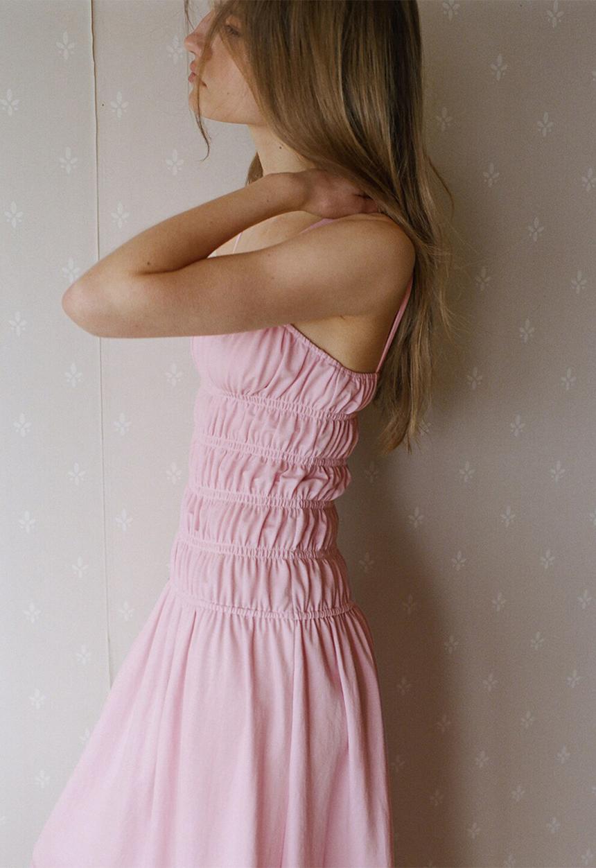 MANGO - Dress smocki - light/pastel pink