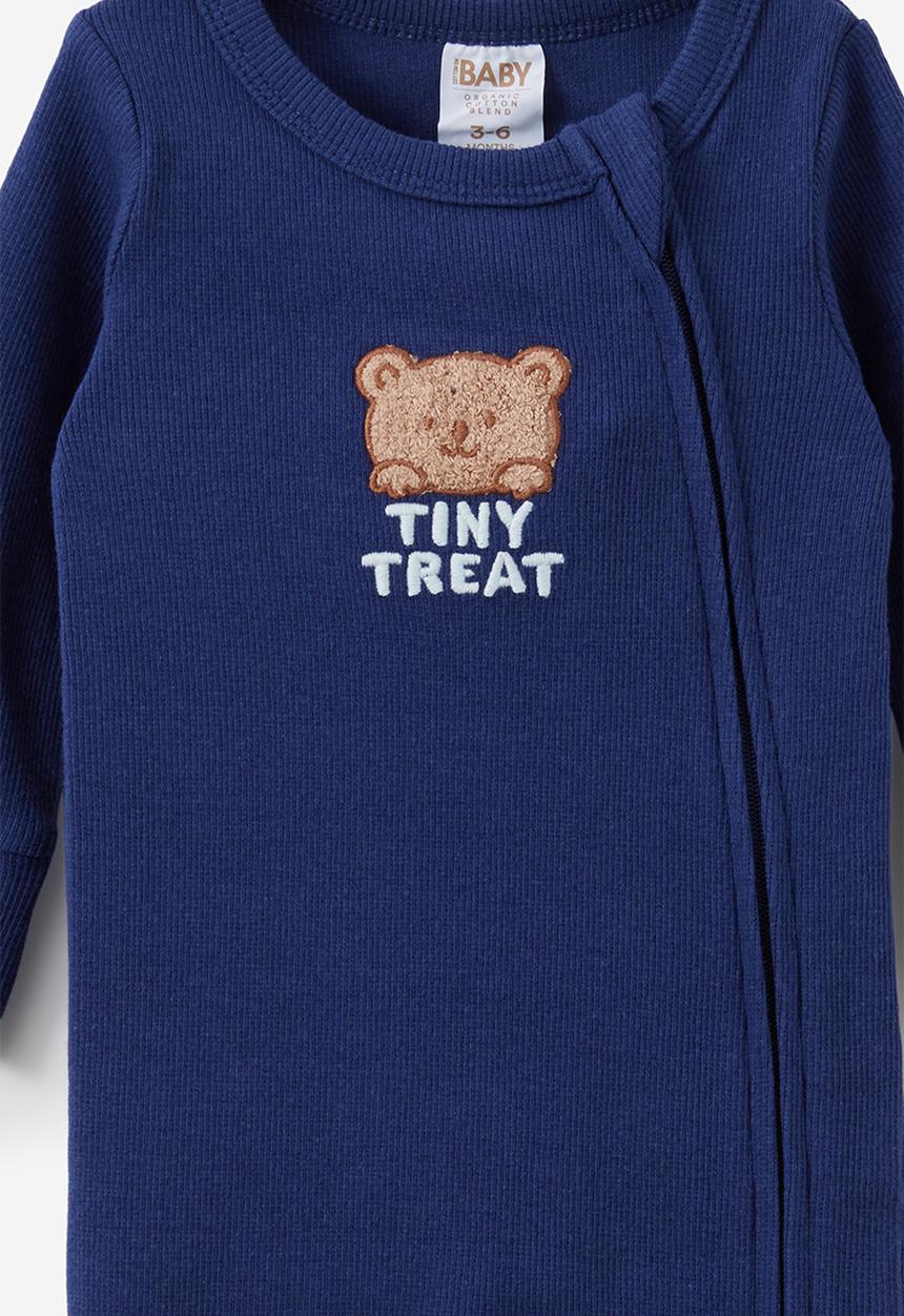 Cotton On - The Long Sleeve Zip Romper - Denim Navy/Tiny Treat