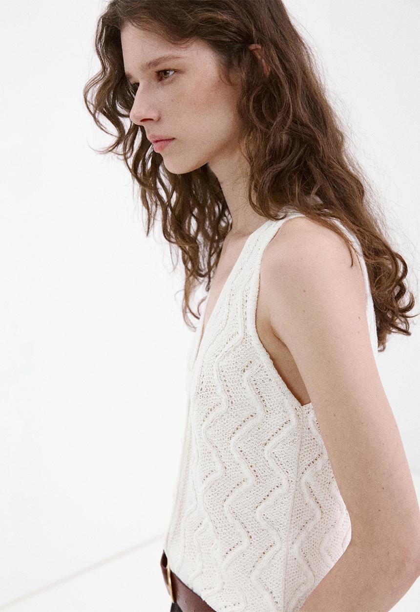 MANGO - Vest sitona - natural