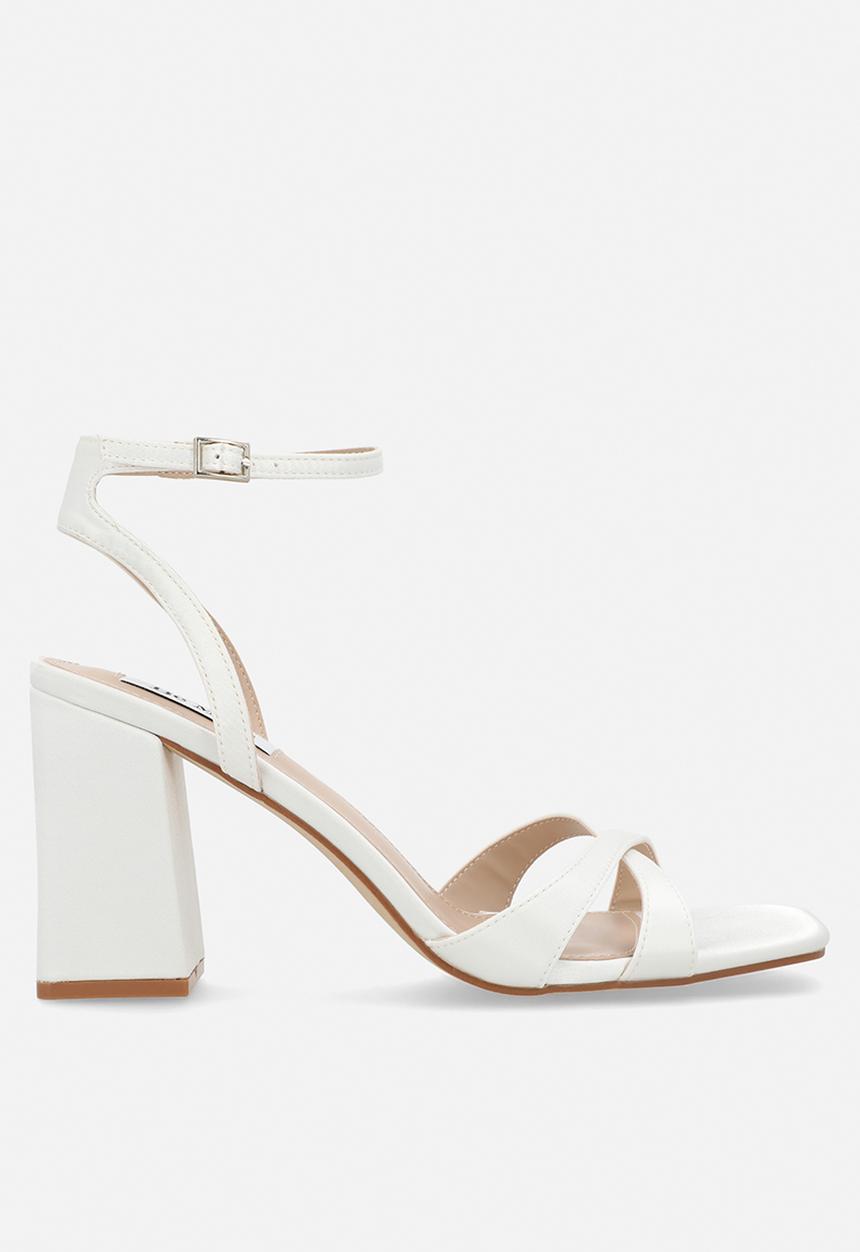 Be Mine - Eshma open toe block heel ankle strap - ivory satin