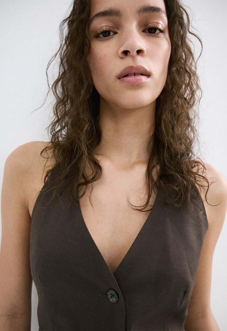MANGO - Vest petunia - dark brown
