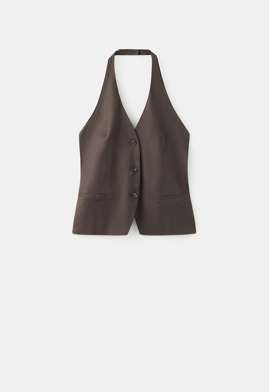 MANGO - Vest petunia - dark brown