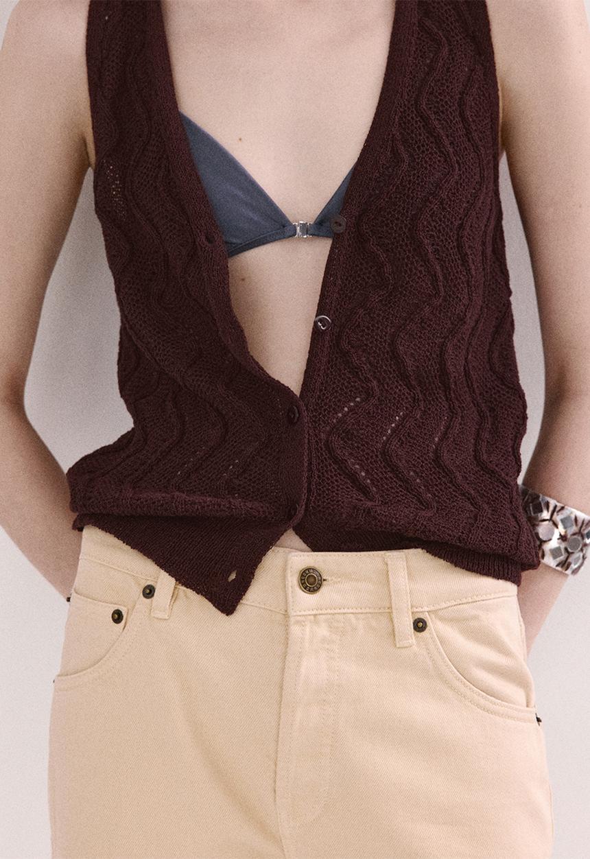 MANGO - Vest sitona - dark brown