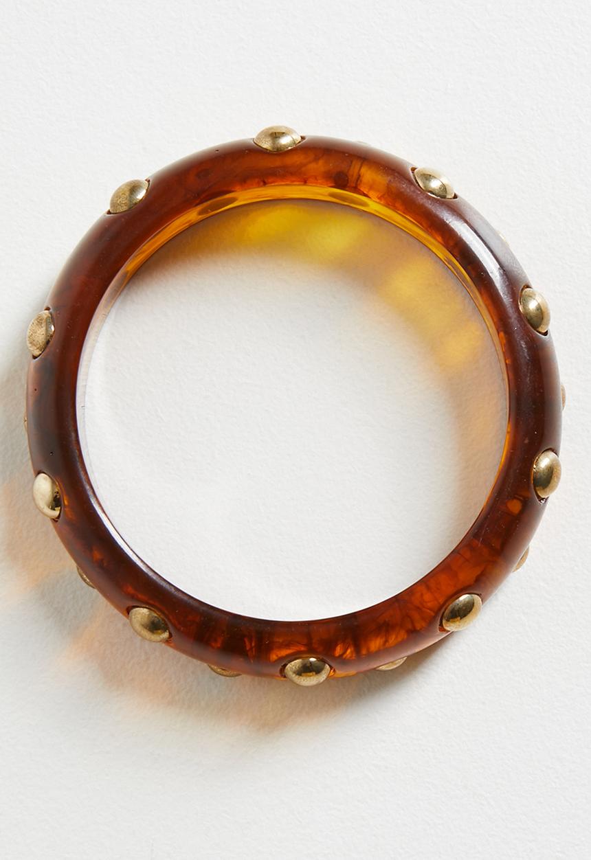 Rubi - Single Bracelet - Gold Studded Tort Bangle
