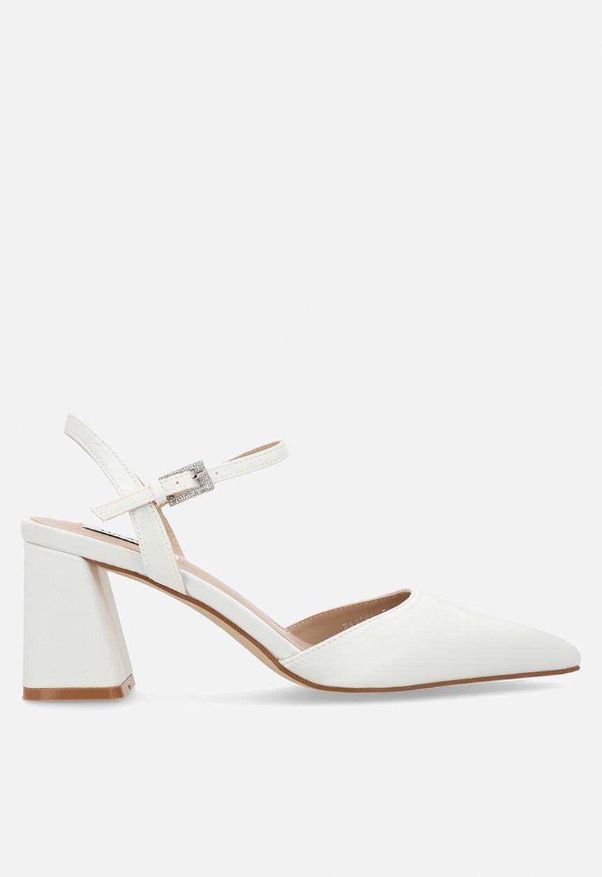 Be Mine - Ravina closed toe block heel ankle strap - ivory satin