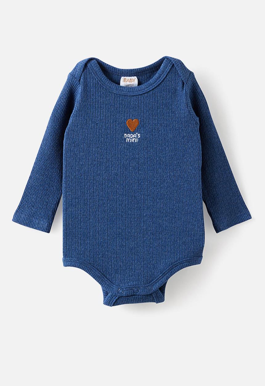 Cotton On - Organic Pointelle Long Sleeve Bubbysuit - Midnight Sky Marle/Dada S Mini