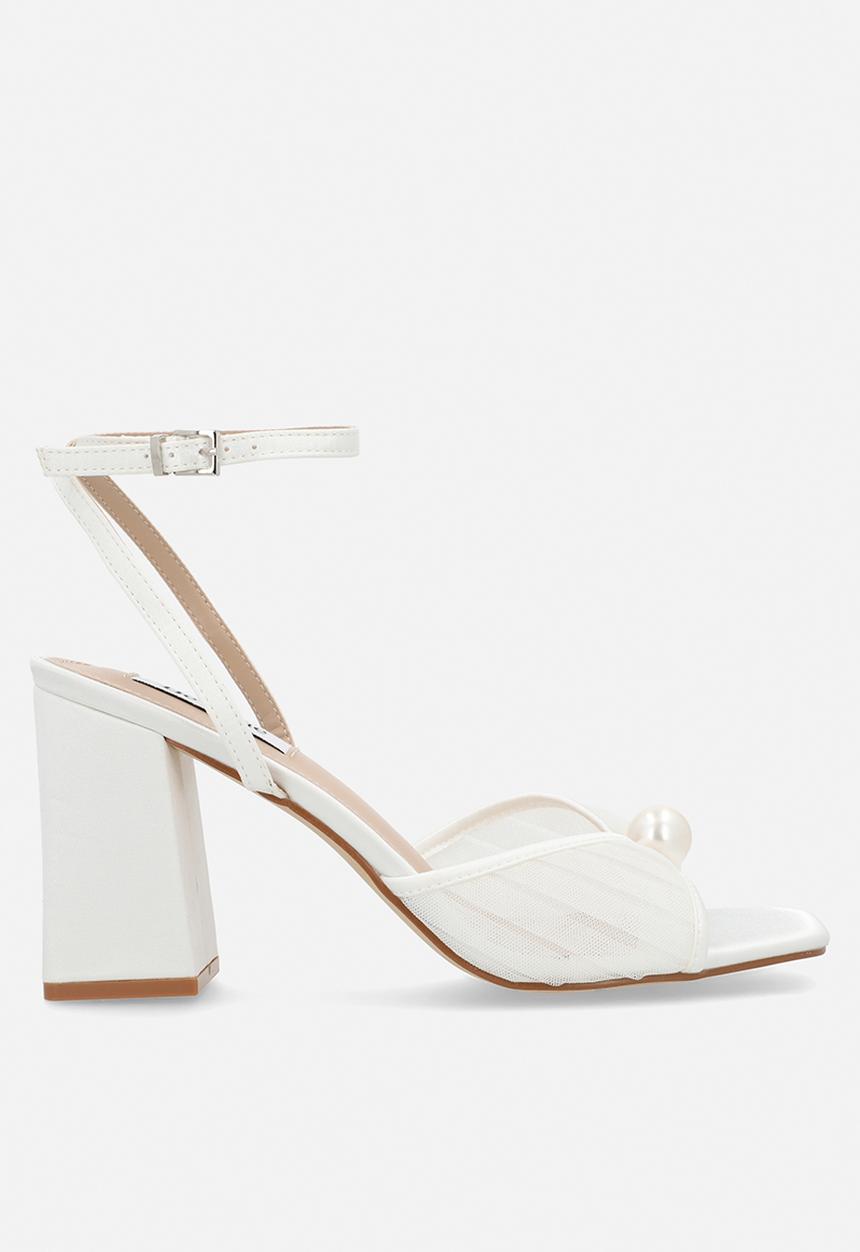 Be Mine - Punam open toe block heel ankle strap - ivory satin
