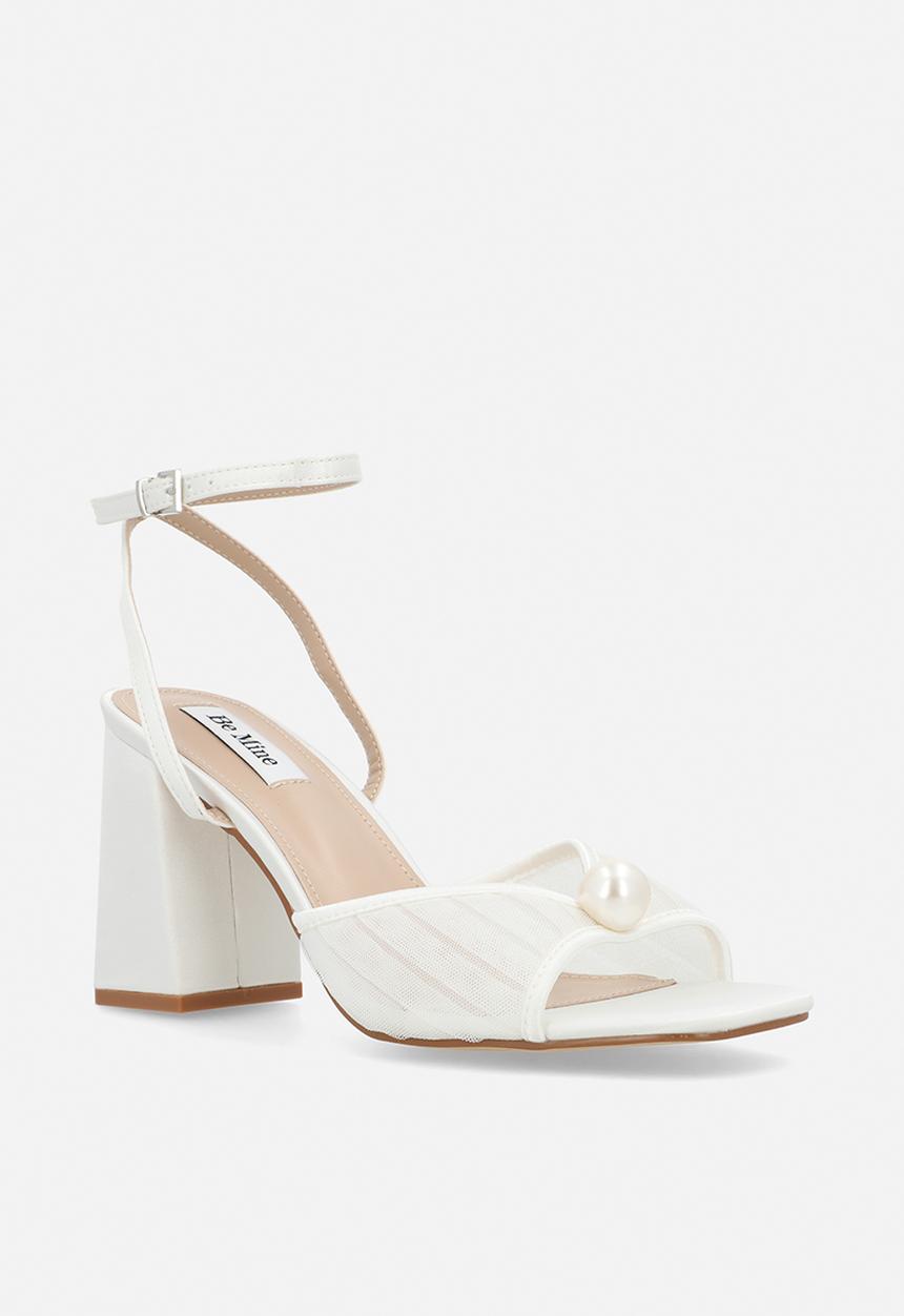 Be Mine - Punam open toe block heel ankle strap - ivory satin