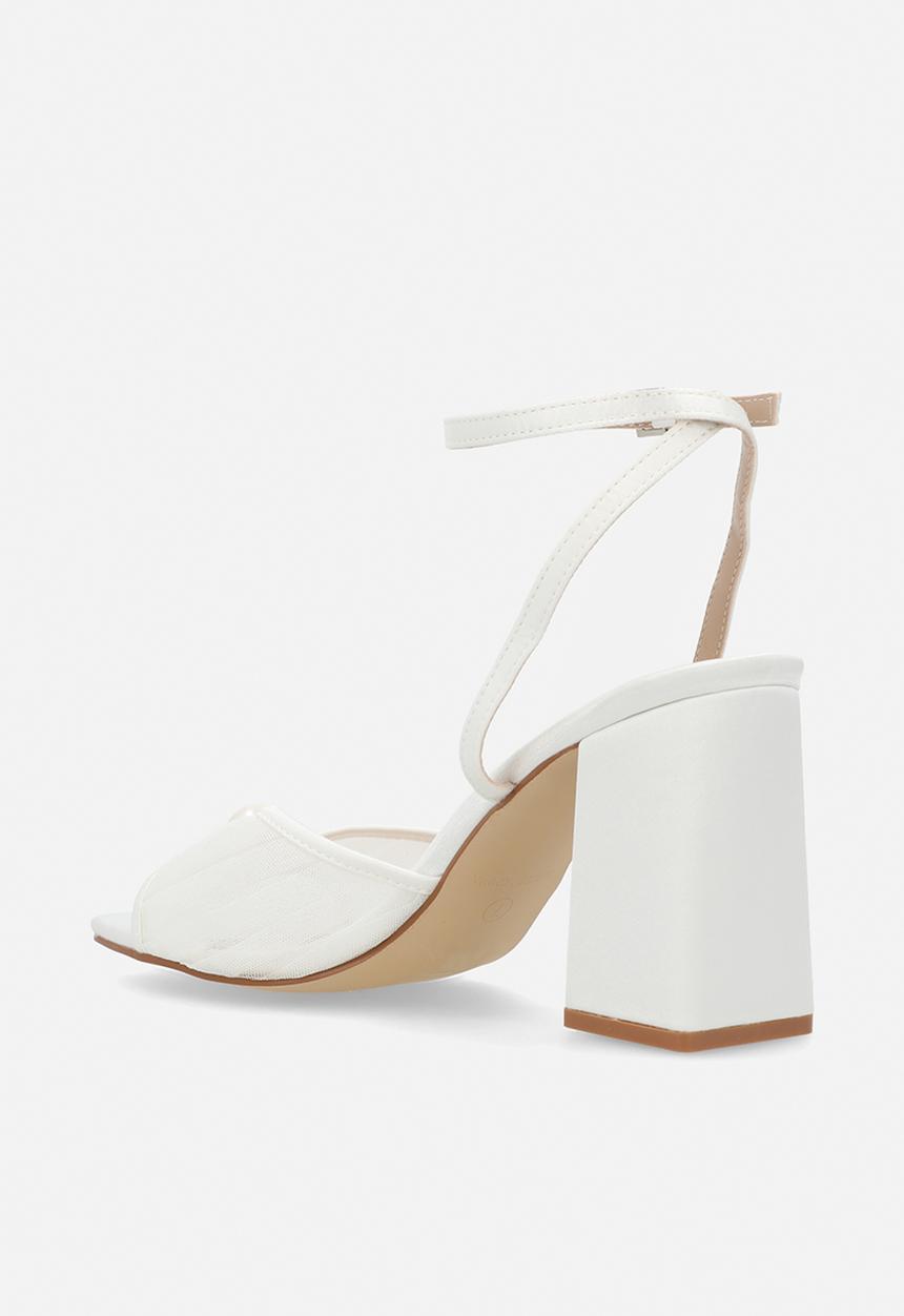 Be Mine - Punam open toe block heel ankle strap - ivory satin