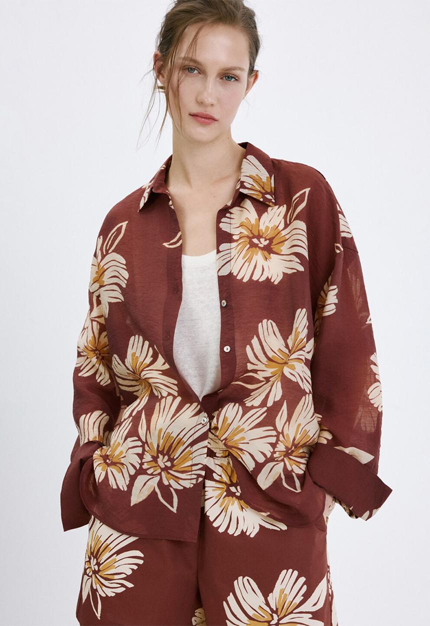 MANGO - Shirt sake - dark red