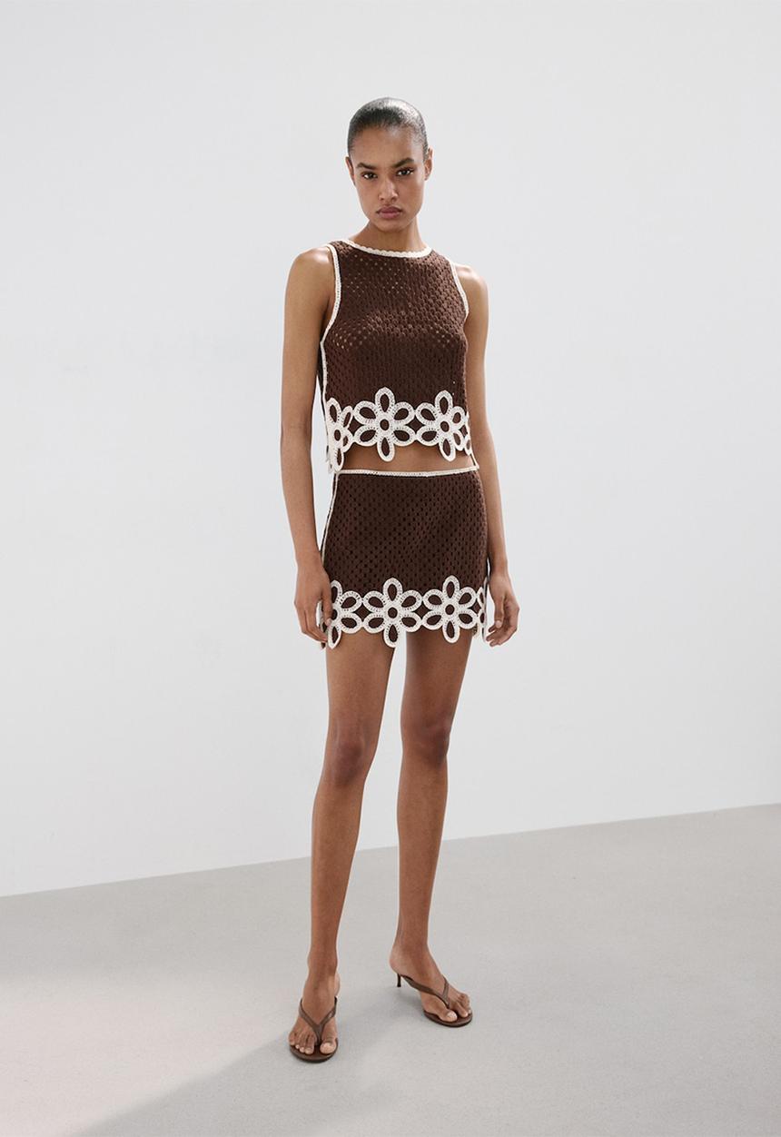 MANGO - Skirt tomi - brown