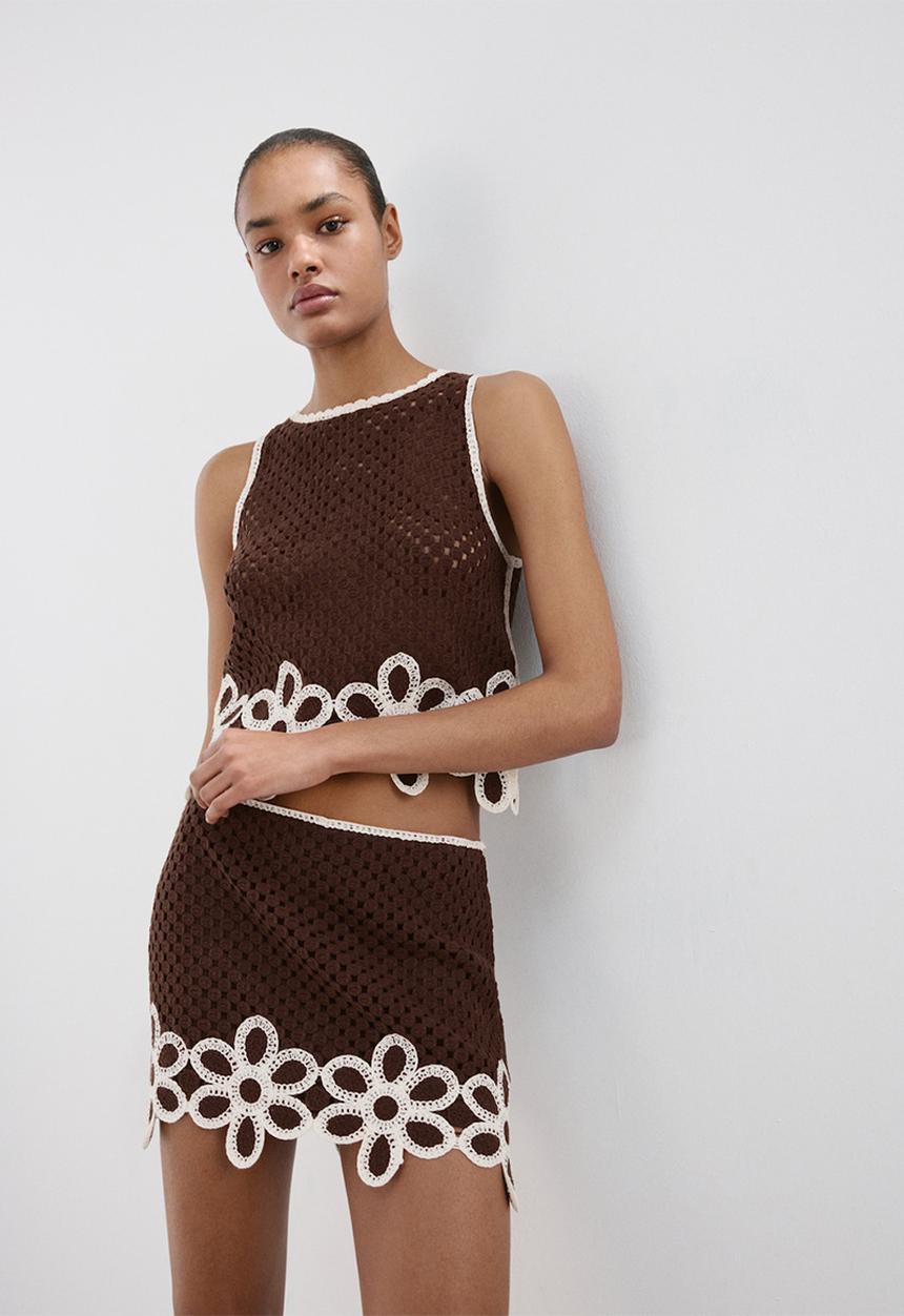 MANGO - Skirt tomi - brown