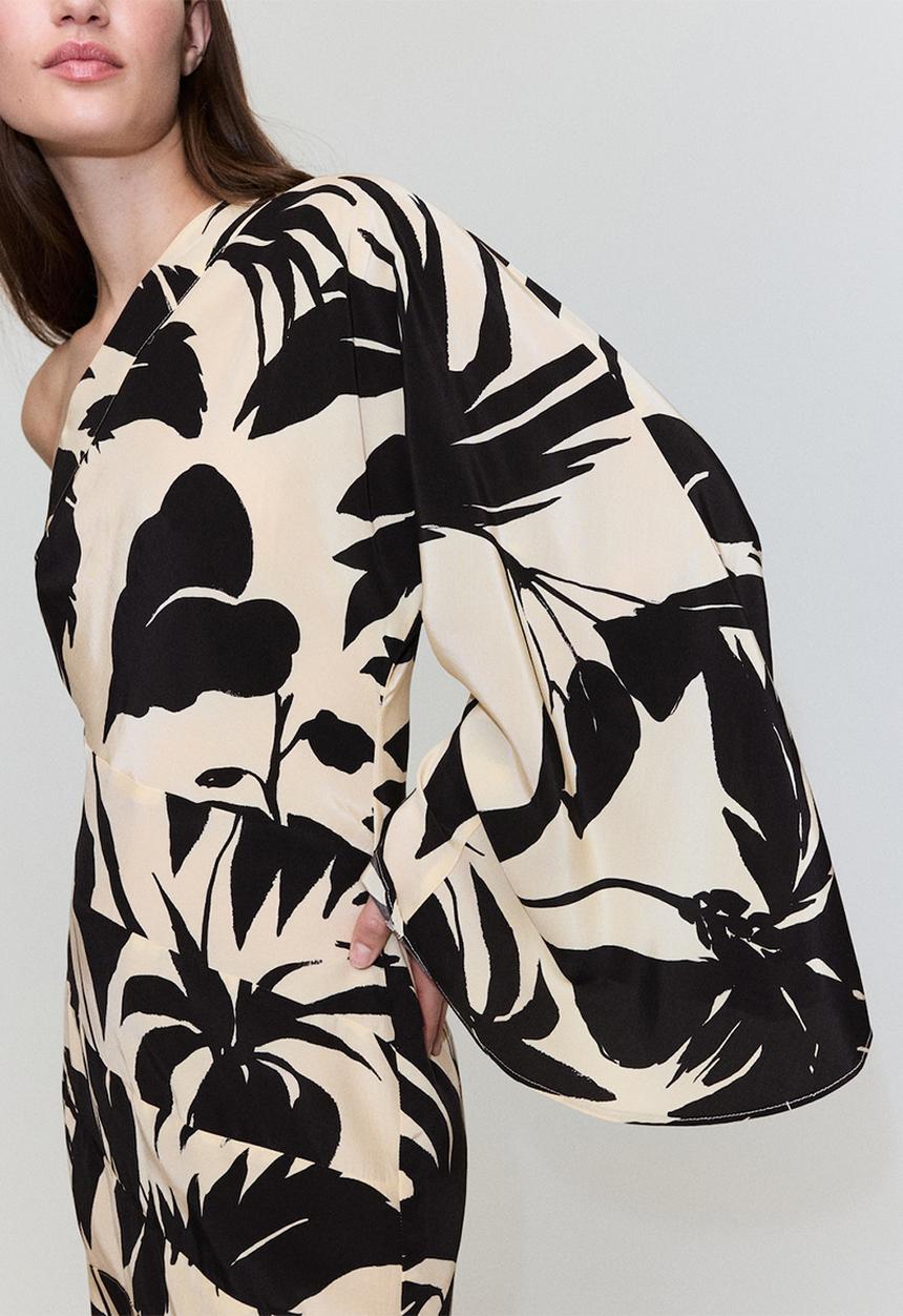 MANGO - Dress palm - light beige