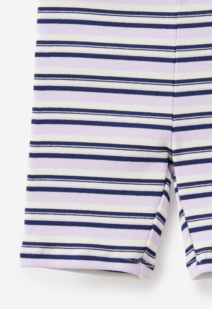 Cotton On - Essential Bike Short - Vintage Lilac/Multi Stripe