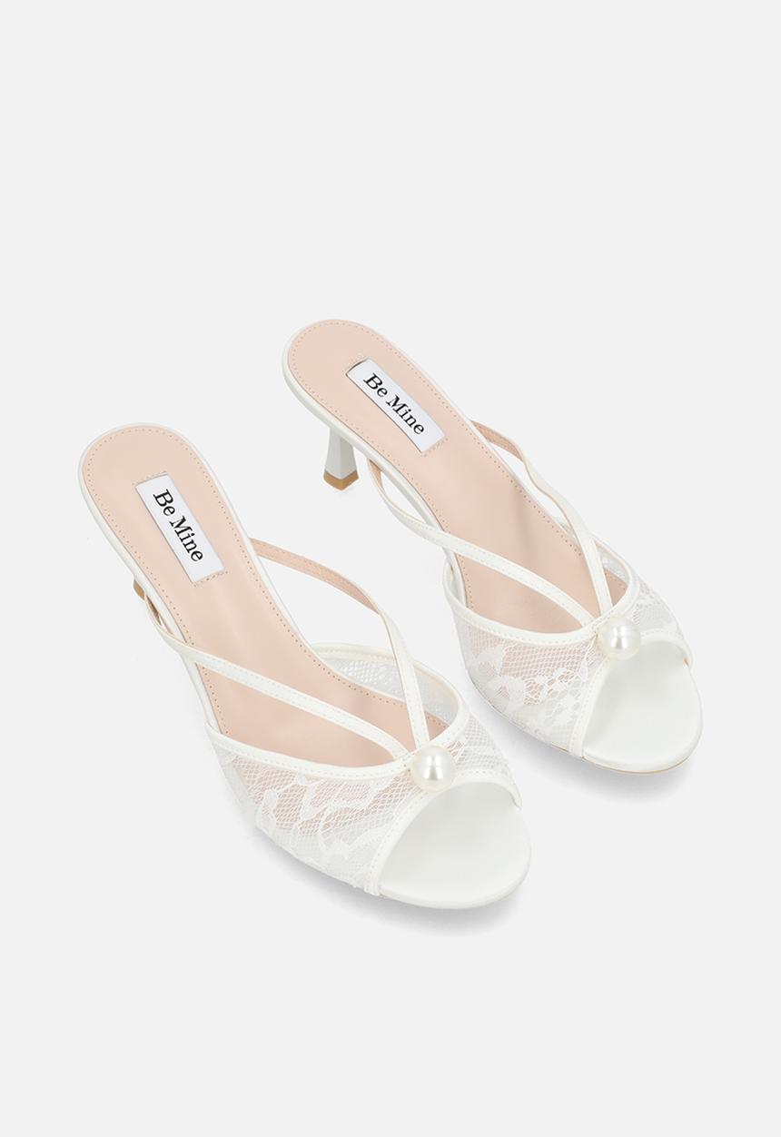 Be Mine - Maya open toe stiletto heel mule - ivory