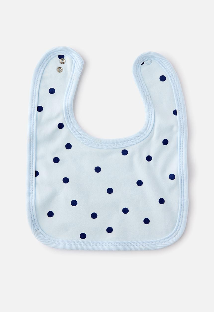 Cotton On - The Baby Bib - Blue Whisper/Polka Dot