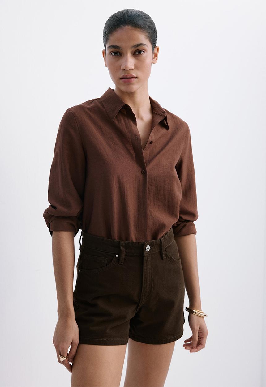 MANGO - Shorts zoey - dark brown