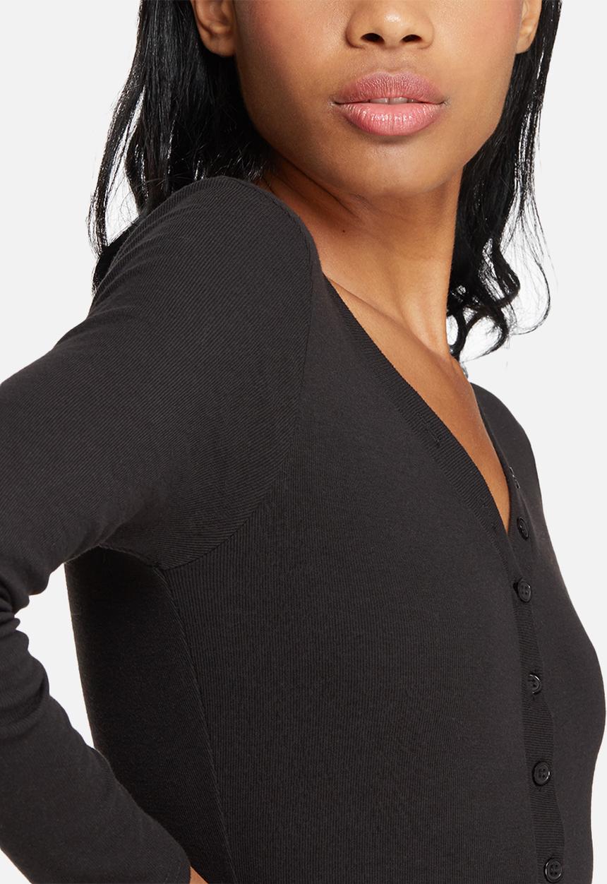 Missguided - Ribbed long sleeve button front bodysuit
