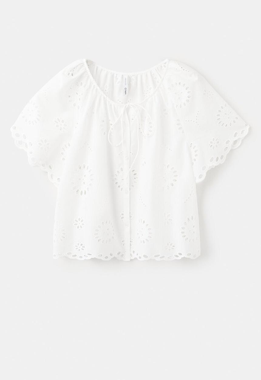 MANGO - Blouse brotes - natural