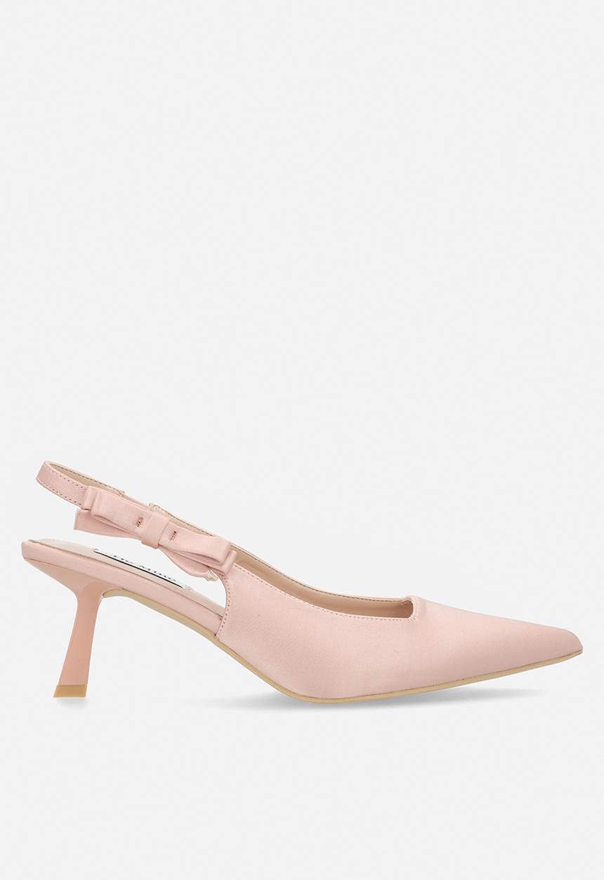Be Mine - Almeria closed toe stiletto heel slingback - blush satin