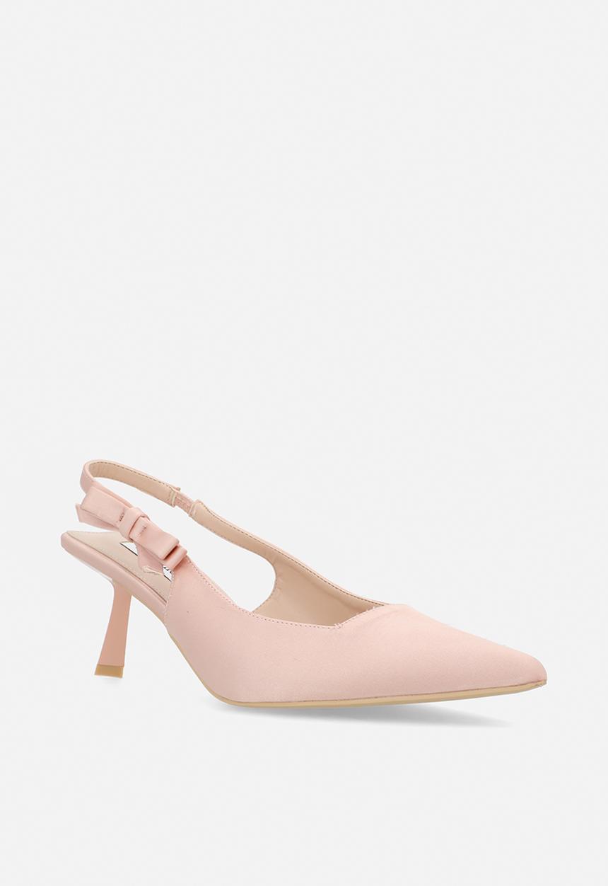 Be Mine - Almeria closed toe stiletto heel slingback - blush satin