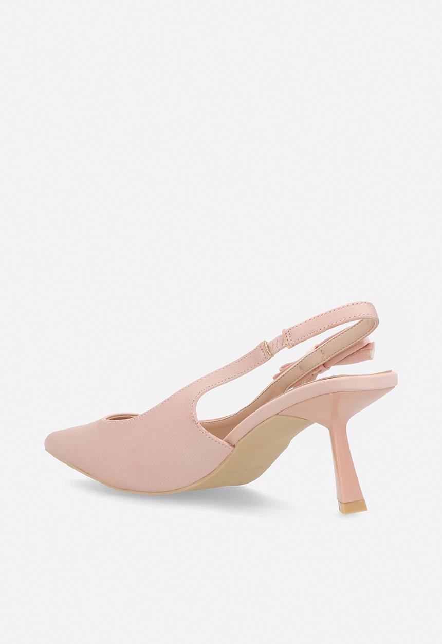 Be Mine - Almeria closed toe stiletto heel slingback - blush satin