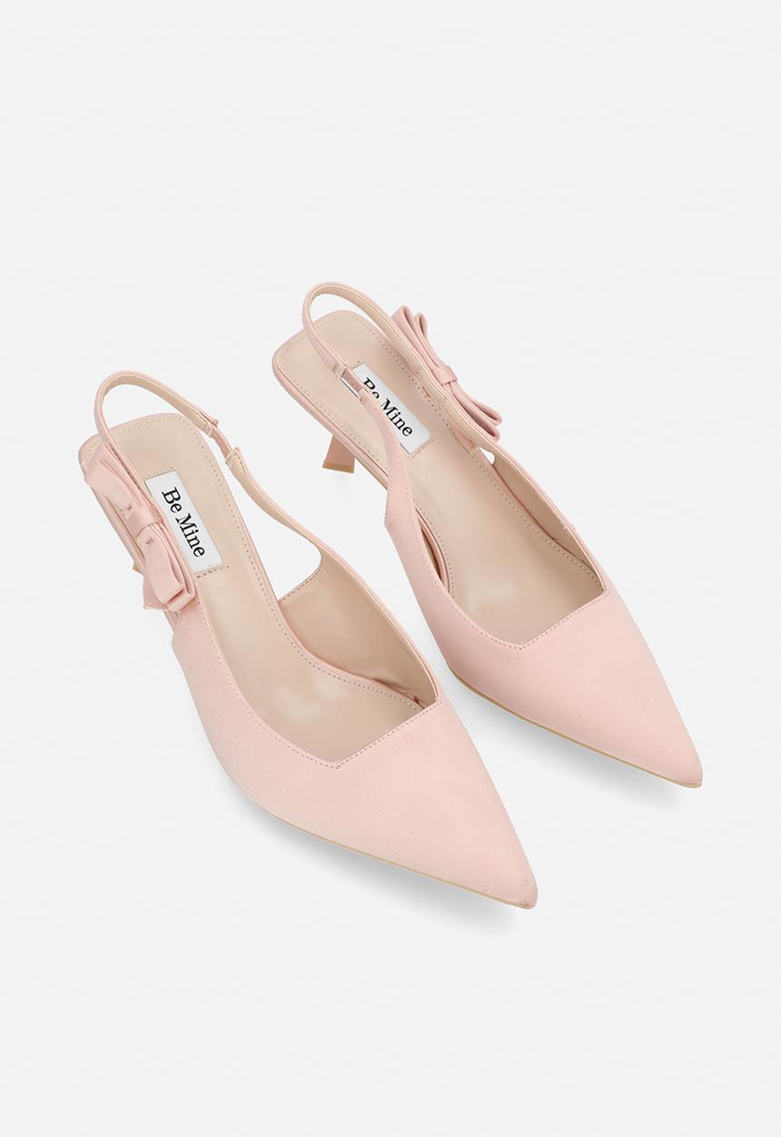 Be Mine - Almeria closed toe stiletto heel slingback - blush satin