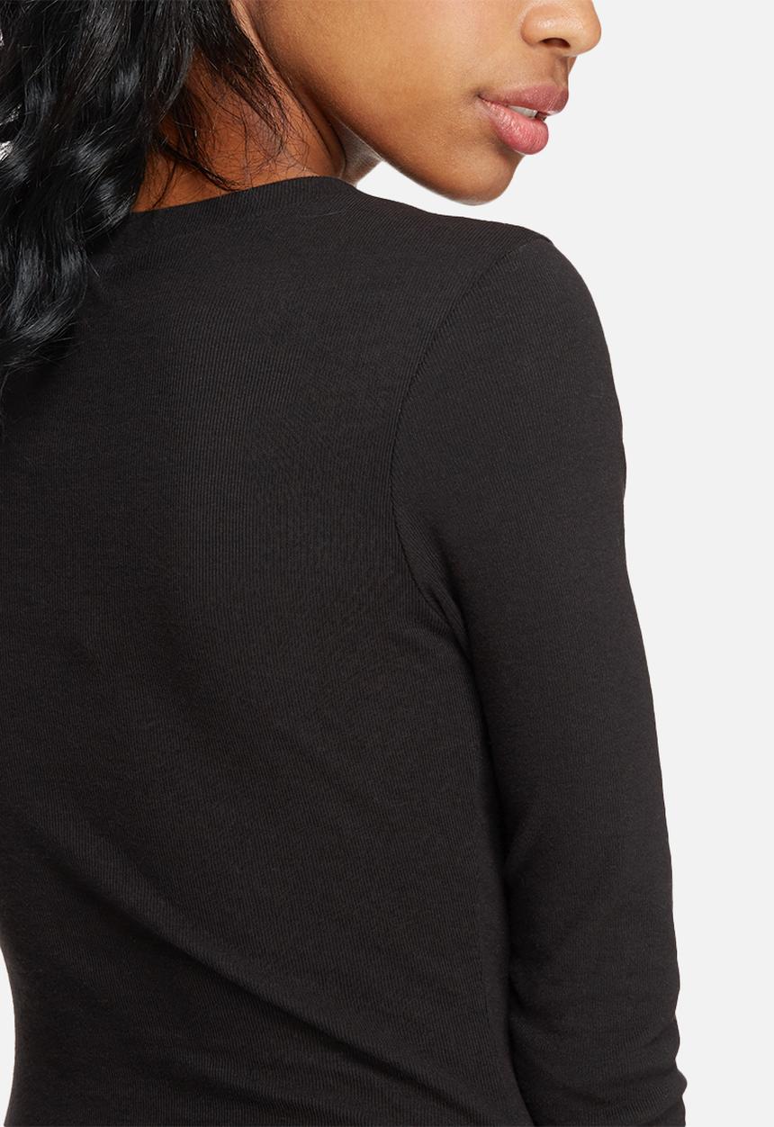 Missguided - Ribbed long sleeve button front bodysuit