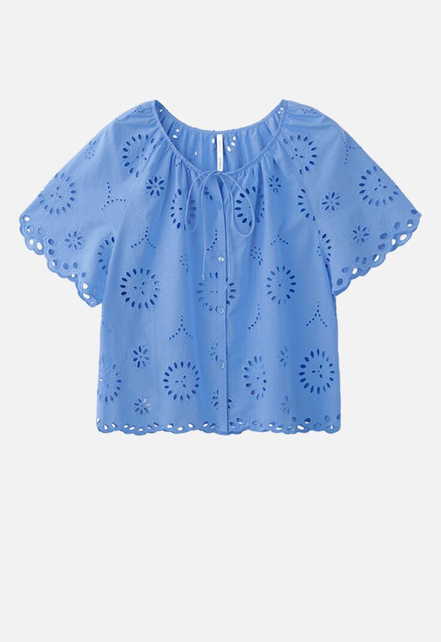 MANGO - Blouse brotes - medium blue
