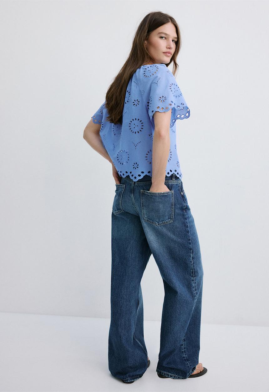 MANGO - Blouse brotes - medium blue