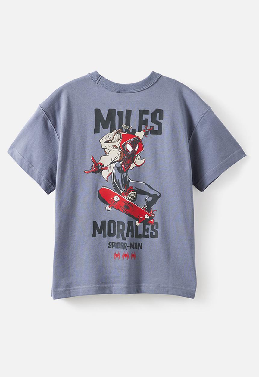 Cotton On - Licensed Drop Shoulder Short Sleeve Tee -  Lcn Mar Steel/Miles Morales Skate