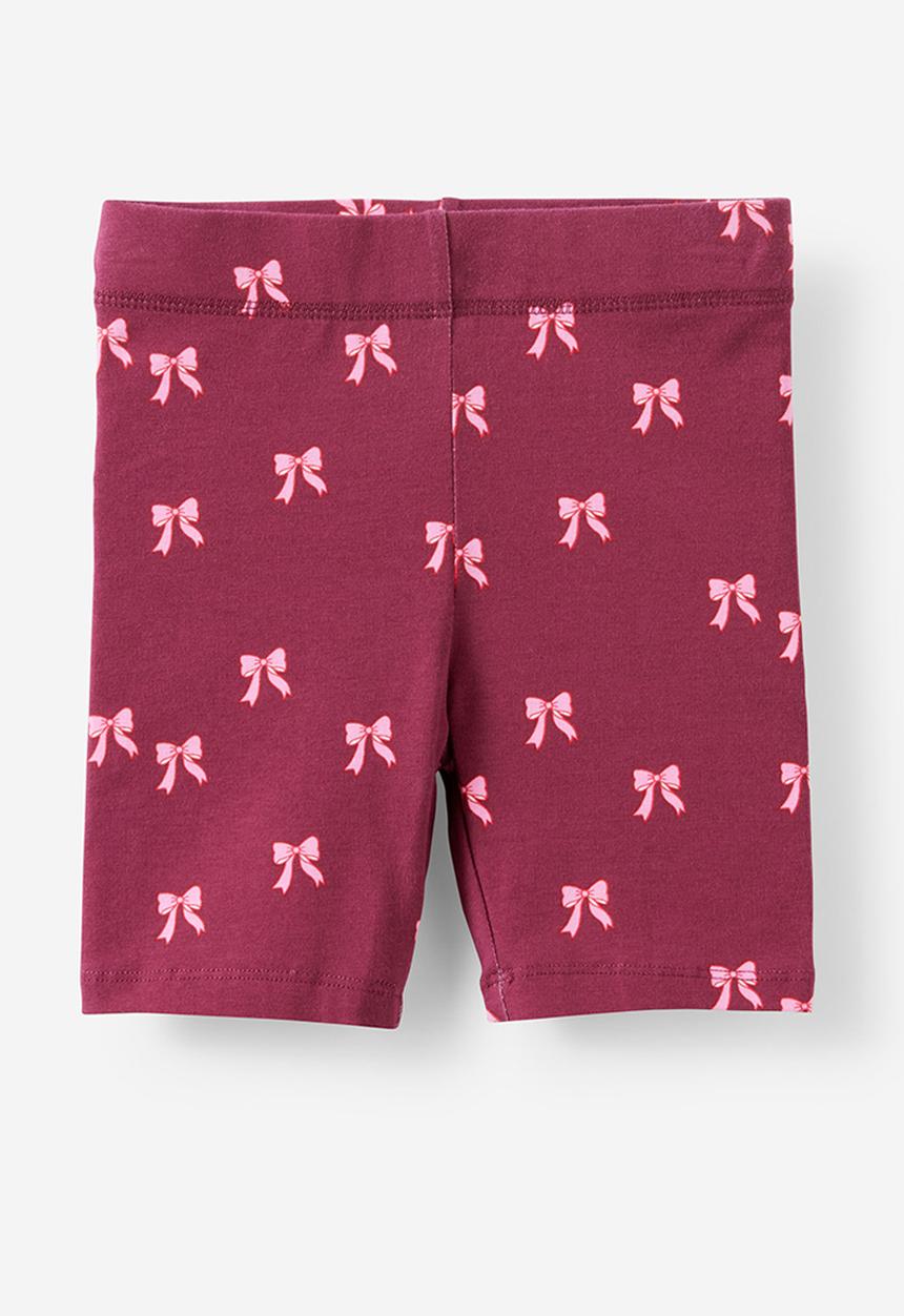 Cotton On - Essential Bike Short - Berry Jam/Pink Bows